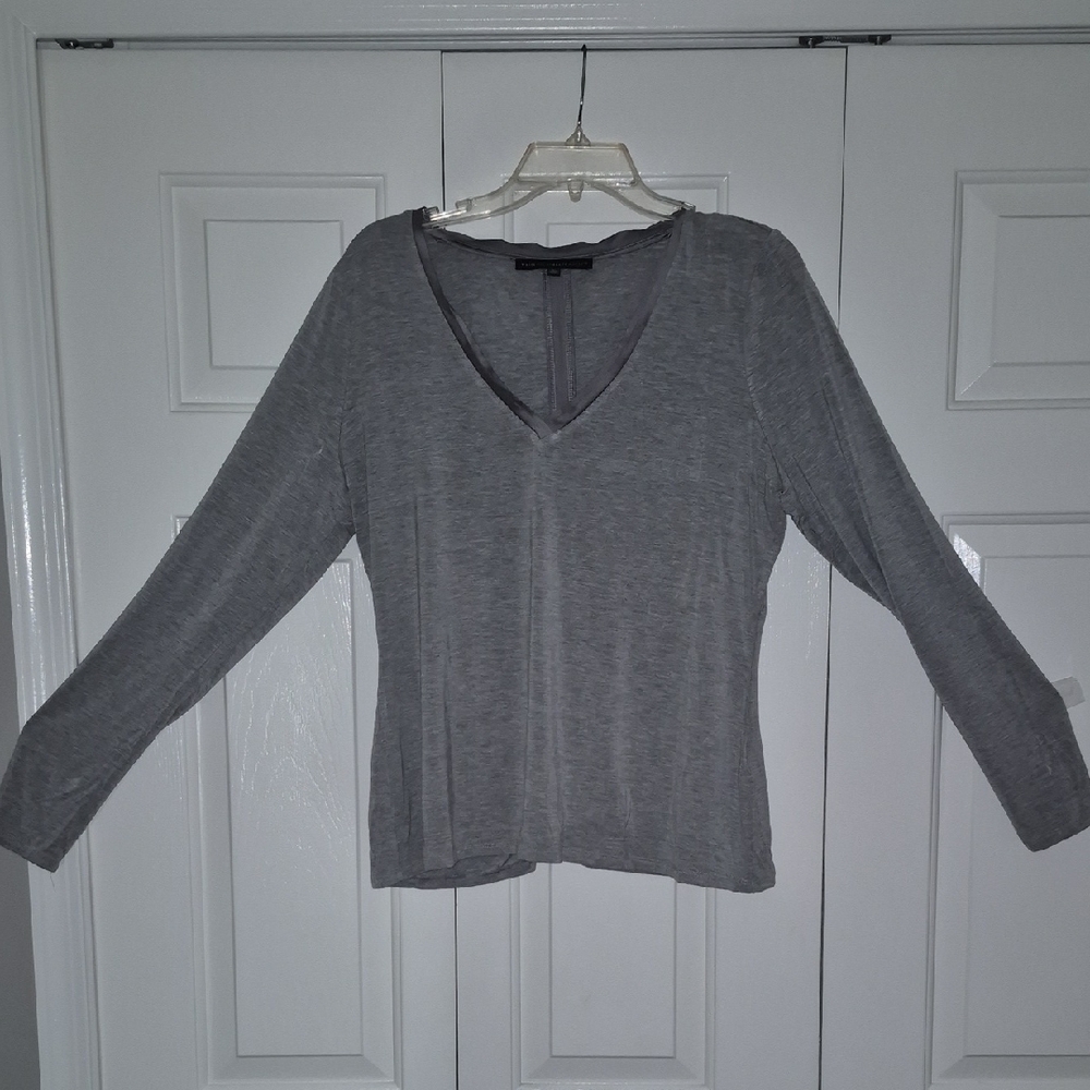 White House Black Market Charcoal Long Sleeve Top